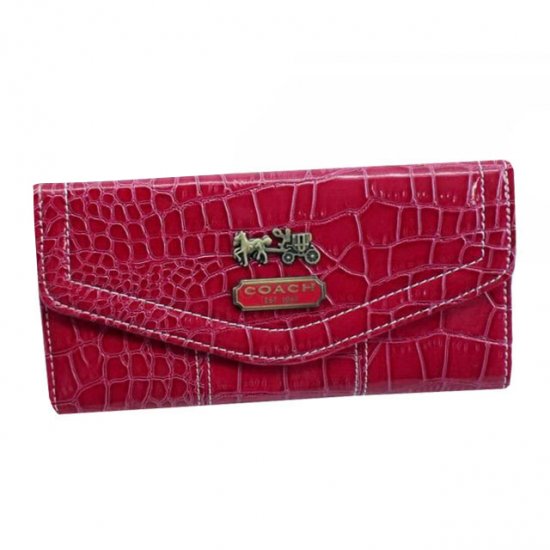 Coach Madison In Embossed Large Red Wallets EDP